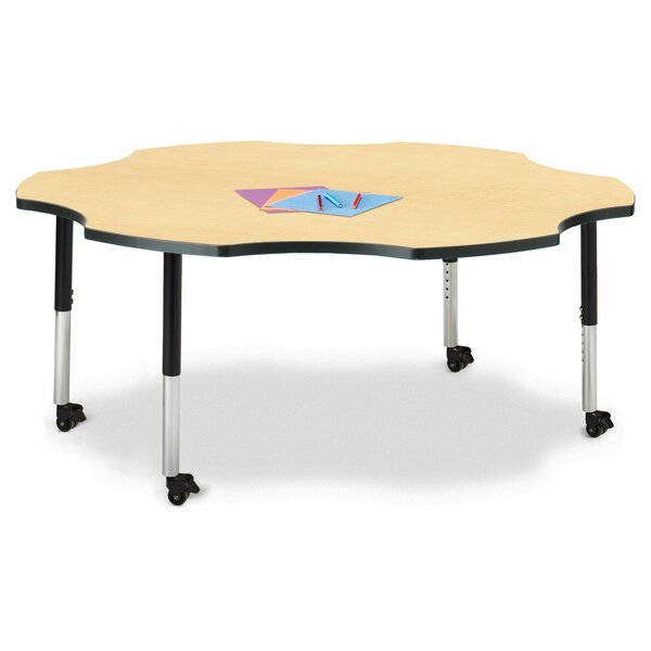 Jonti-Craft Berries Six Leaf Activity Table, 60 in., Mobile, Maple/Black/Black 6458JCM011